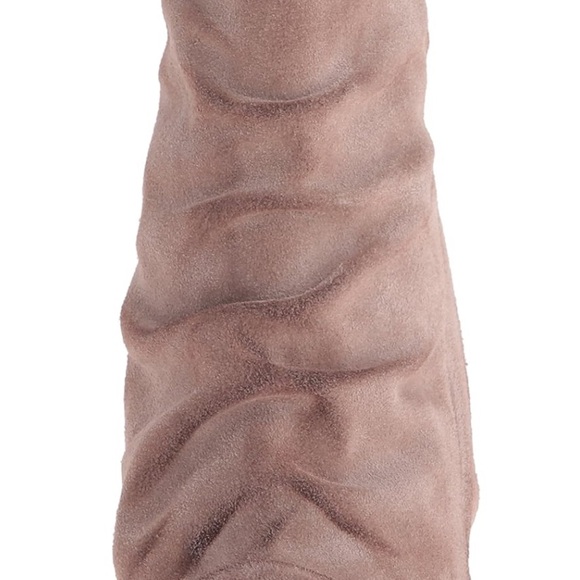 Tan Suede Ankle Boots with Chunky Heel - Picture 3 of 6